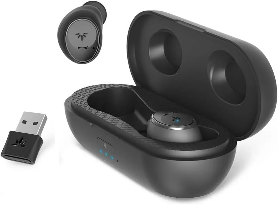 Avantree Ace M10 - Wireless Earbuds for PC Laptop Computer with USB Adapter, Bluetooth 5.2, Noise Cancelling Mic for Clear Calls, Connecting with Phones for Music, aptX Adaptive, 36Hrs