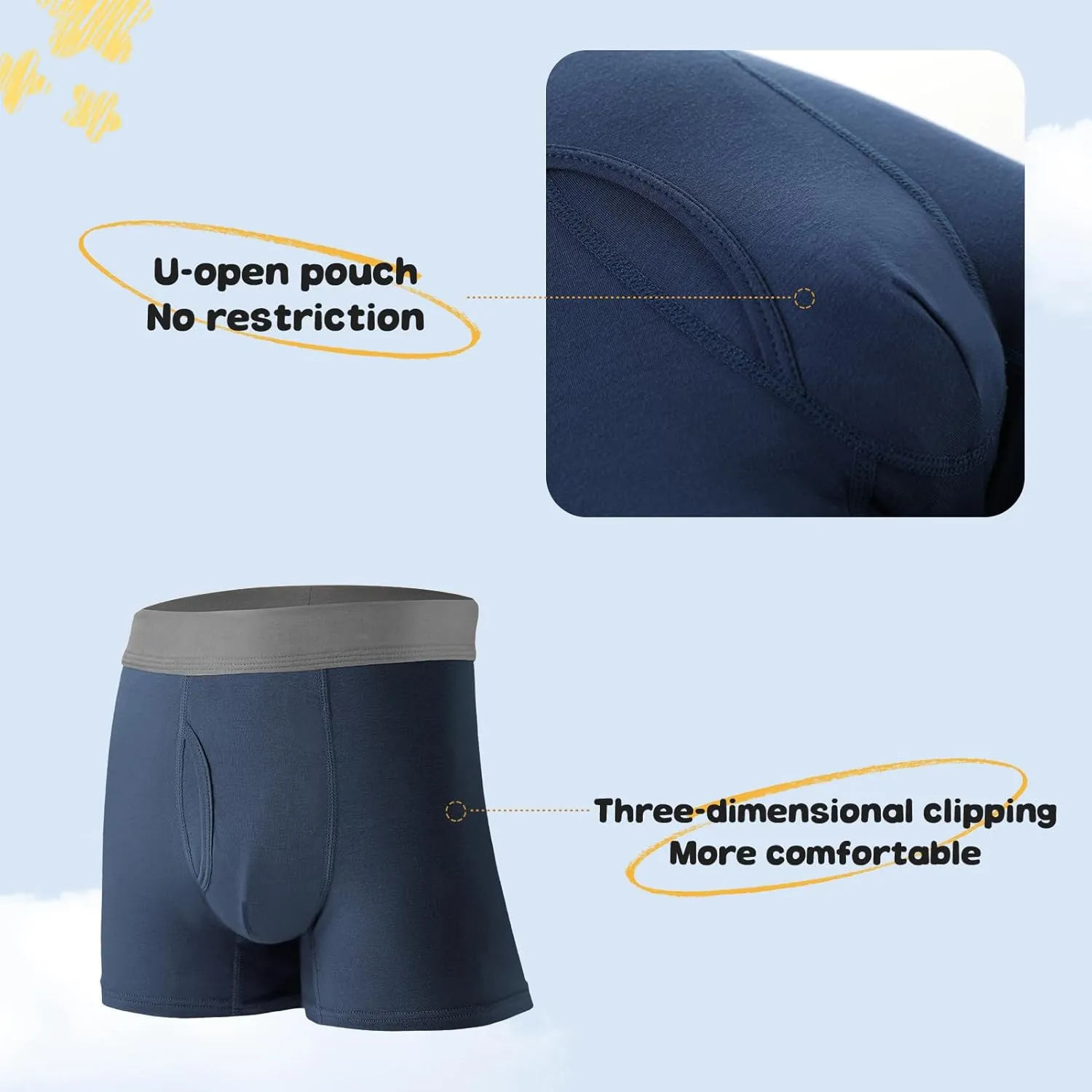BAMBOO COOL Boys' Boxer Briefs 6-18Y Underwear Moisture-Wicking Lightweight and Ultra Soft 6-Pack
