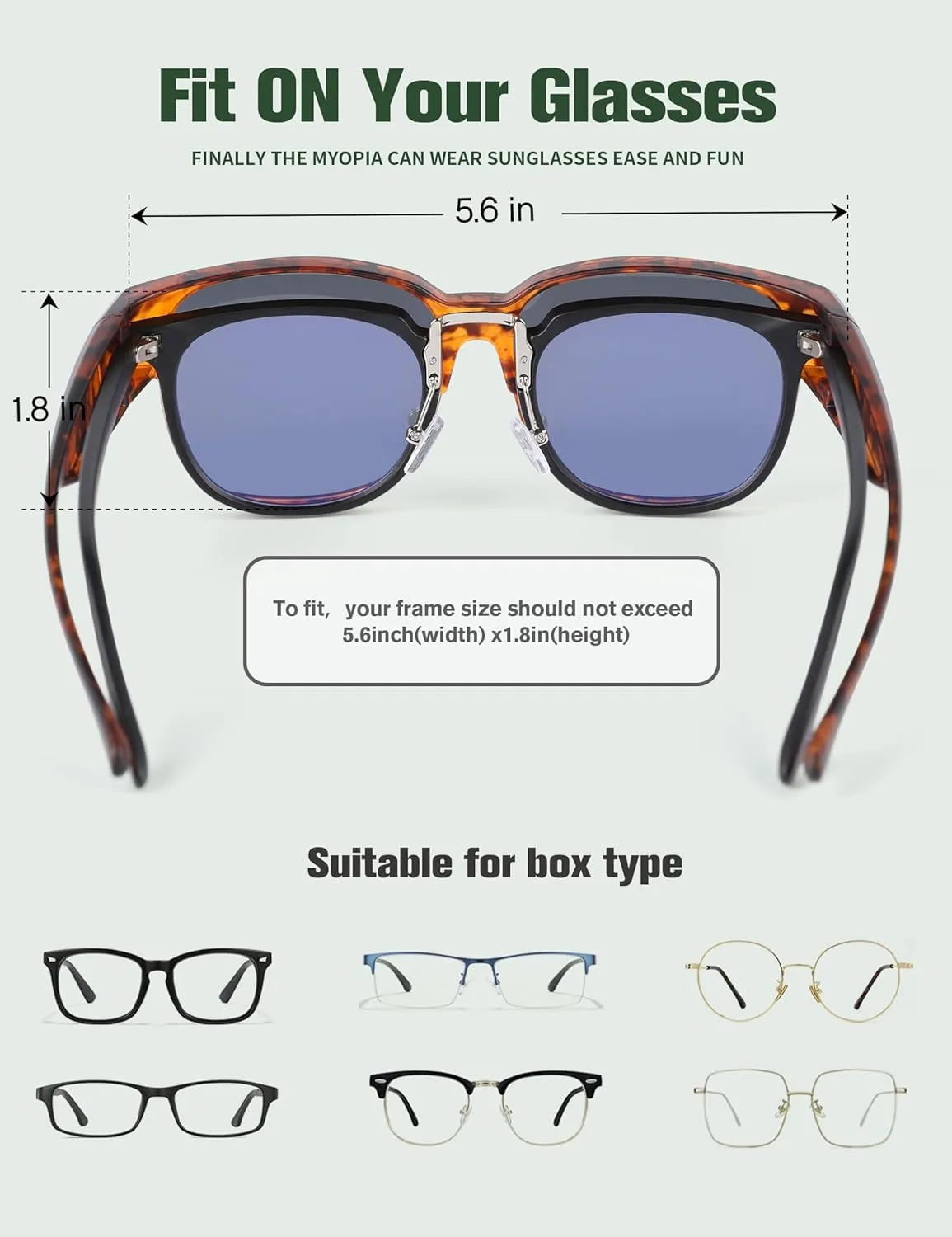 BIRCEN Polarized Fit Over Sunglasses: Wear Over Glasses Sunglasses Wrap Around Fitover Shades for Men Women UV Protection