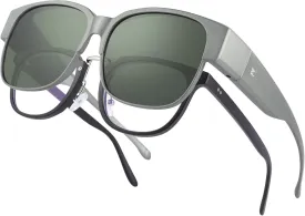 BIRCEN Polarized Fit Over Sunglasses: Wear Over Glasses Sunglasses Wrap Around Fitover Shades for Men Women UV Protection