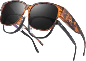 BIRCEN Polarized Fit Over Sunglasses: Wear Over Glasses Sunglasses Wrap Around Fitover Shades for Men Women UV Protection