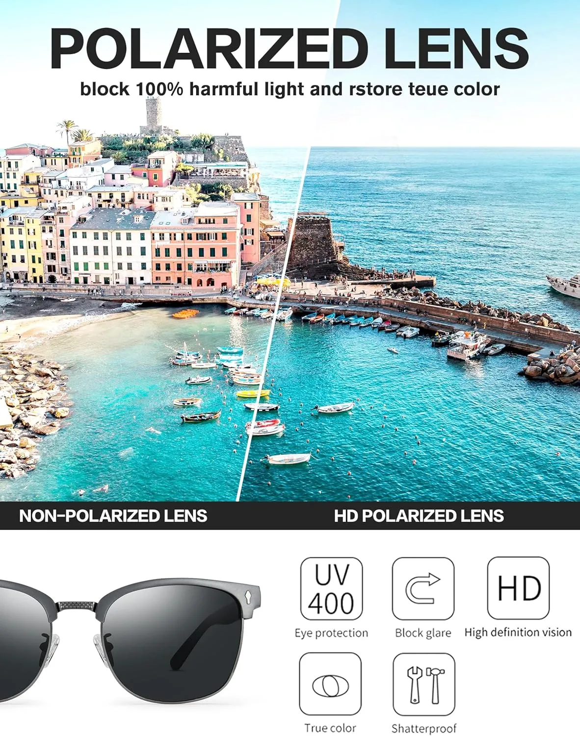 BIRCEN Polarized Sunglasses for Men UV - Protection Classic Shades for Driving Sports Fishing with Al-Mg Metal Frame