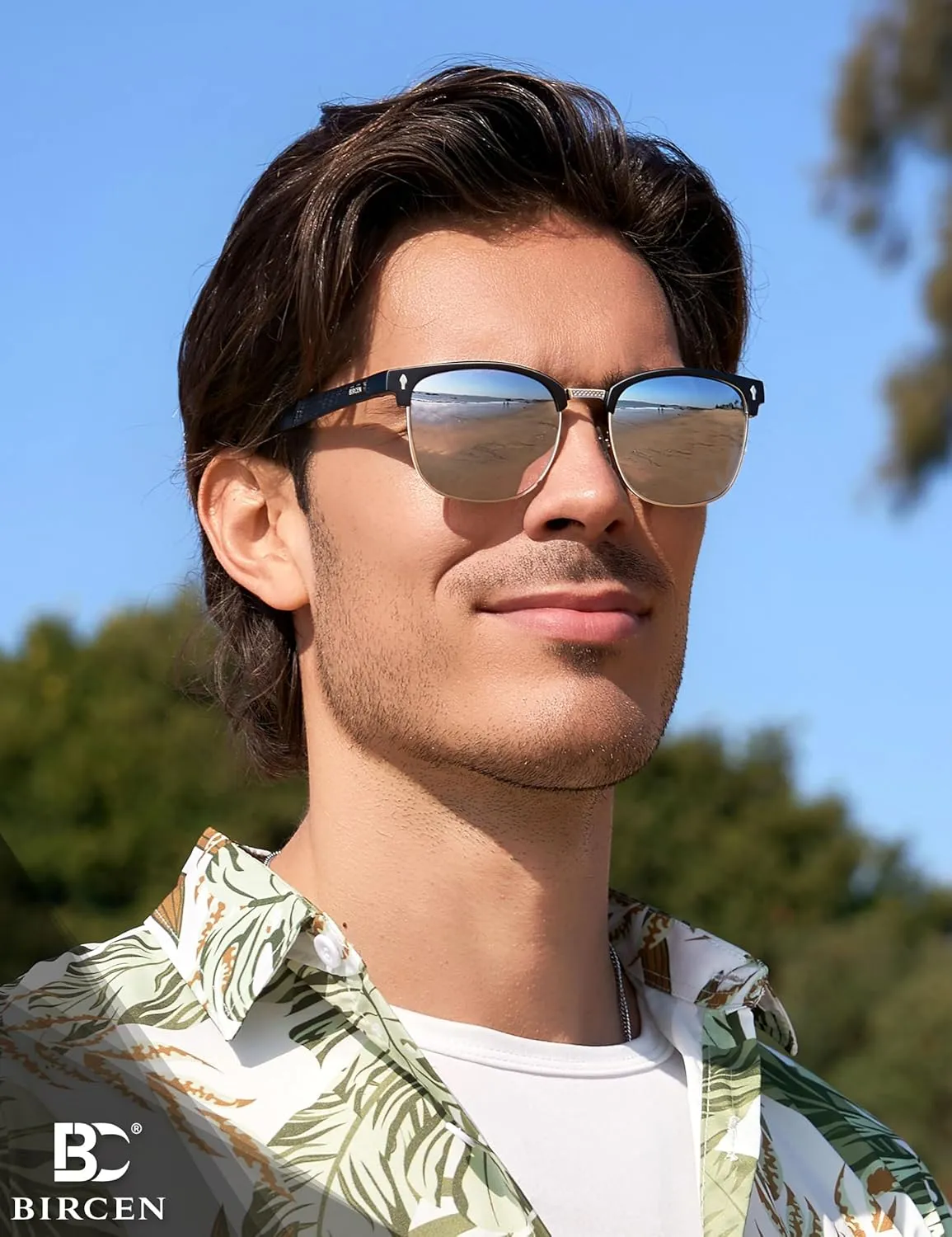 BIRCEN Polarized Sunglasses for Men UV - Protection Classic Shades for Driving Sports Fishing with Al-Mg Metal Frame