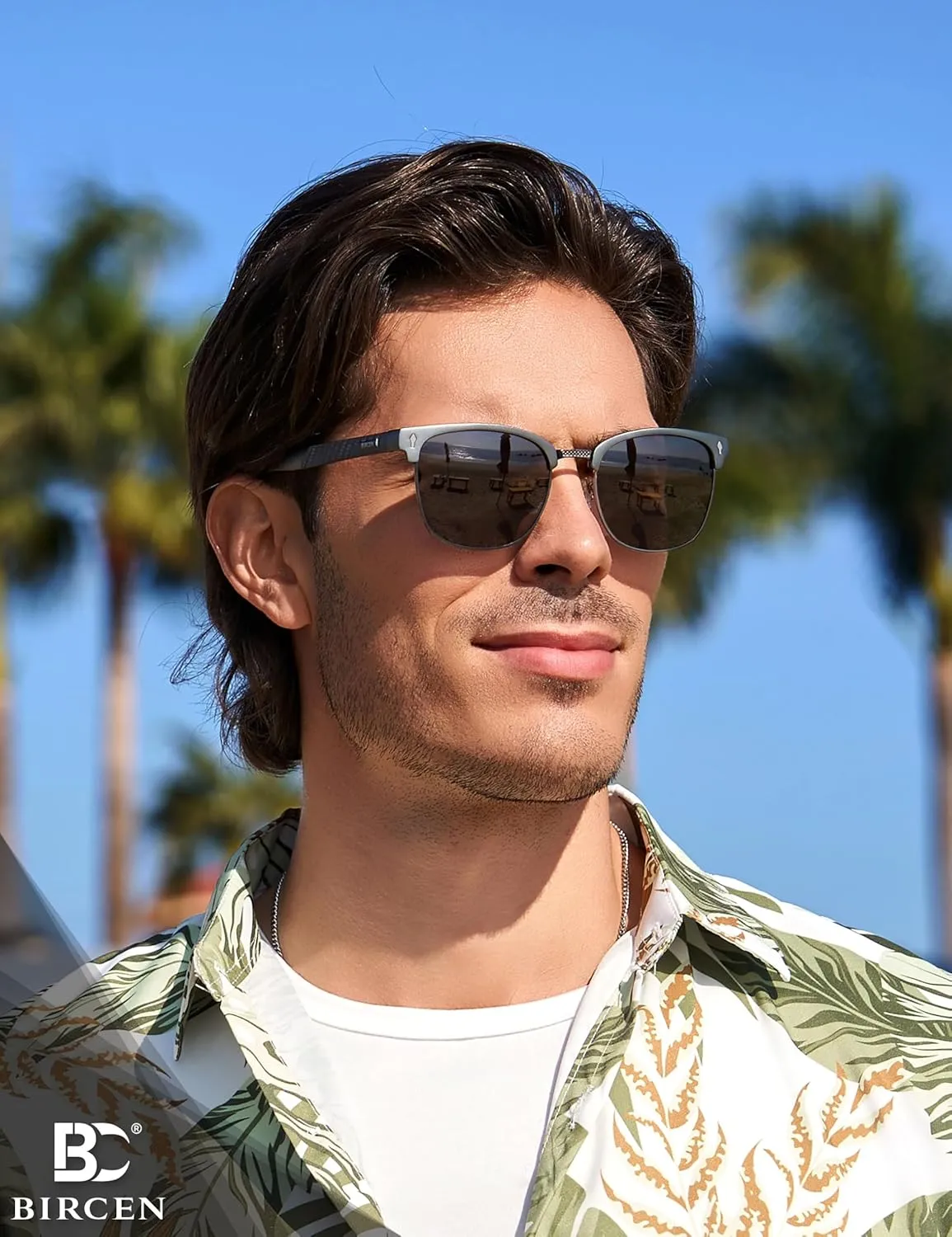 BIRCEN Polarized Sunglasses for Men UV - Protection Classic Shades for Driving Sports Fishing with Al-Mg Metal Frame