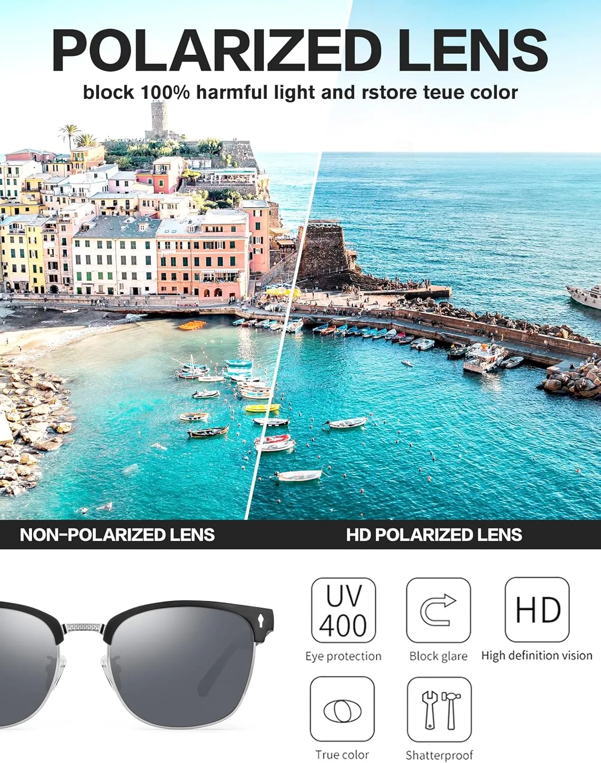 BIRCEN Polarized Sunglasses for Men UV - Protection Classic Shades for Driving Sports Fishing with Al-Mg Metal Frame