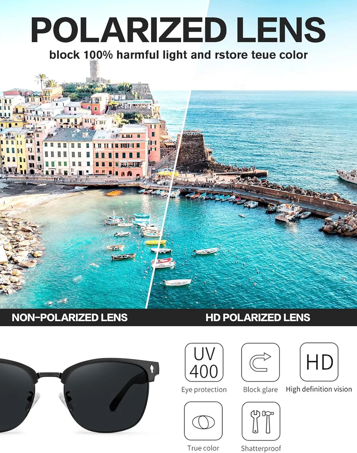 BIRCEN Polarized Sunglasses for Men UV - Protection Classic Shades for Driving Sports Fishing with Al-Mg Metal Frame