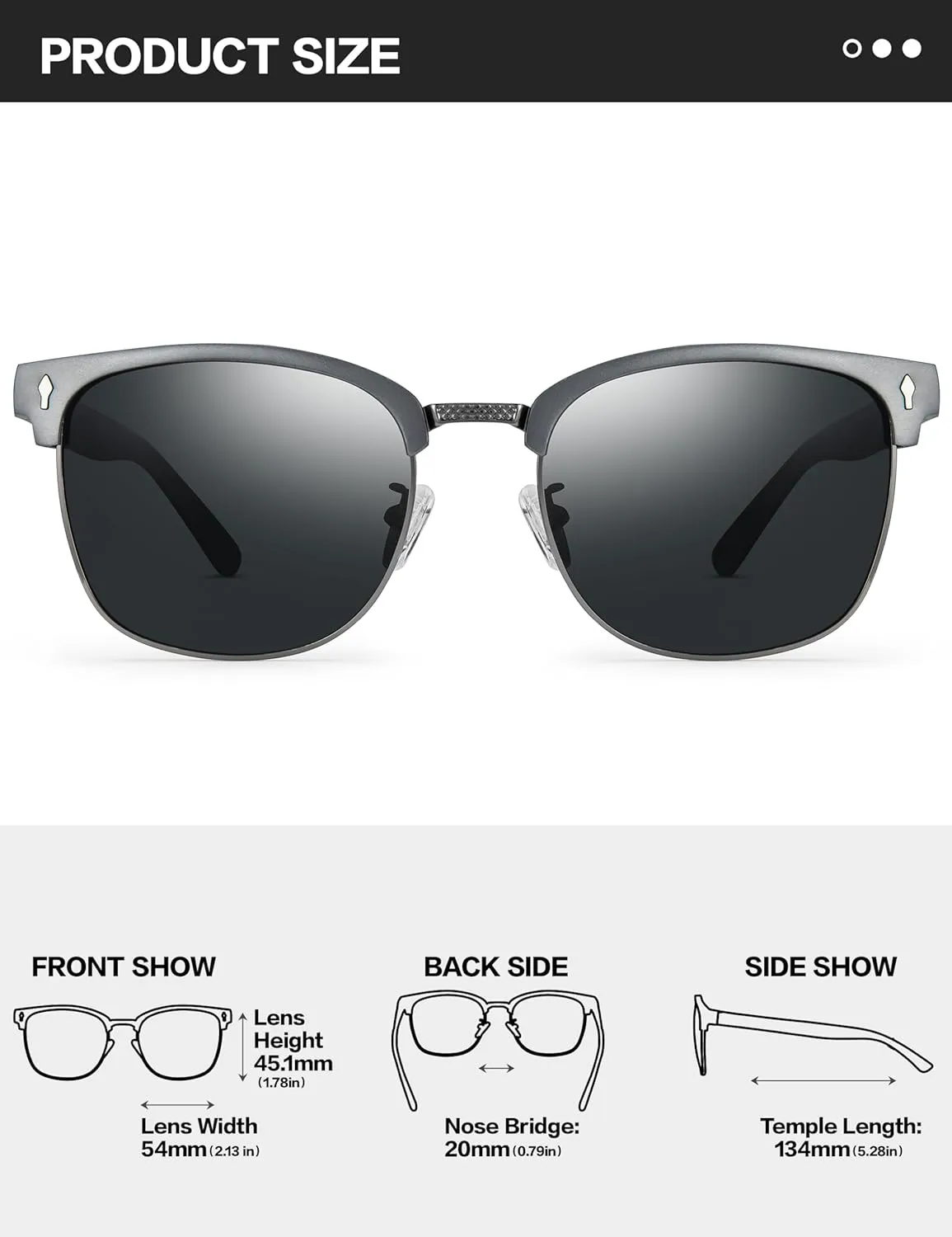 BIRCEN Polarized Sunglasses for Men UV - Protection Classic Shades for Driving Sports Fishing with Al-Mg Metal Frame