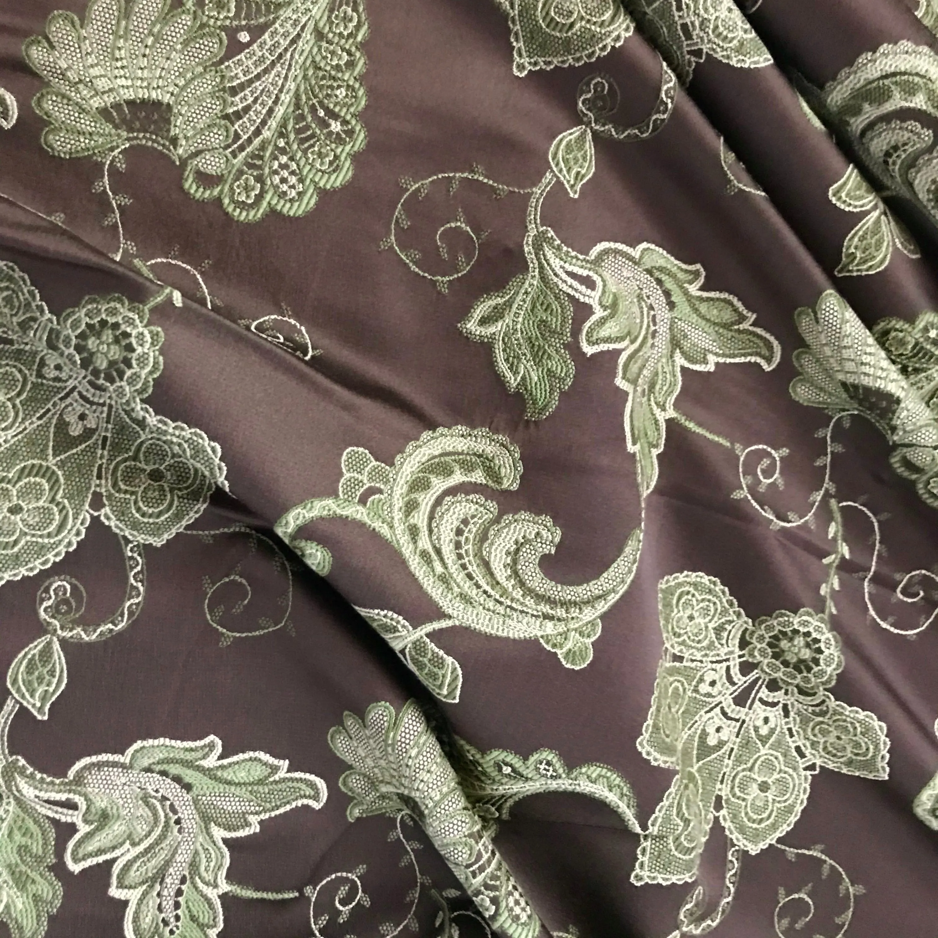 Delphine Brown French Country Floral Upholstery Fabric - 54"