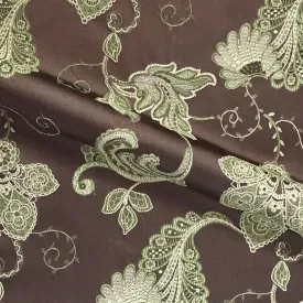 Delphine Brown French Country Floral Upholstery Fabric - 54"