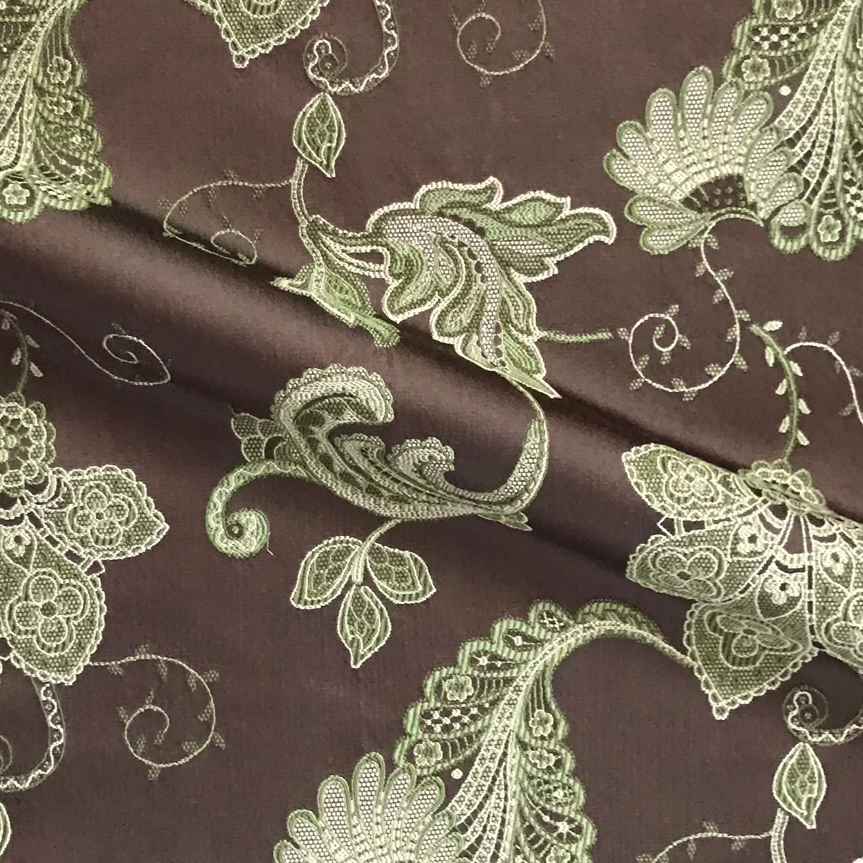 Delphine Brown French Country Floral Upholstery Fabric - 54"