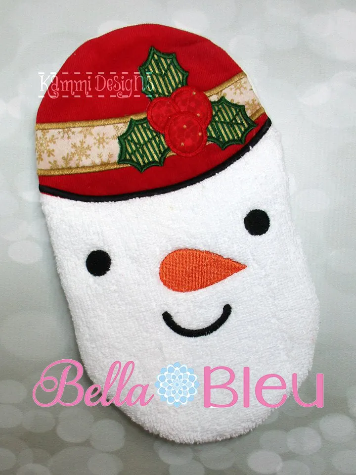 ITH In The Hoop Snowman Kitchen Potholder Oven Mitt Machine Embroidery Design
