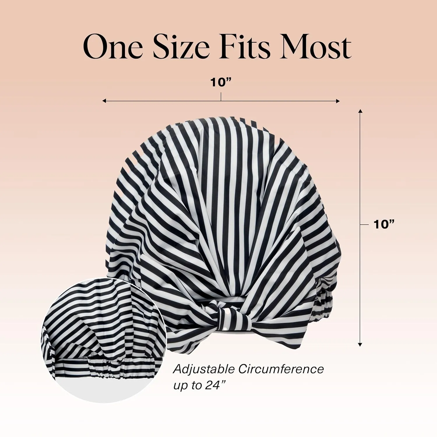 Kitsch Luxury Shower Caps for Women Reusable Waterproof - Large Shower Cap for Women and Men, Non-slip, Quick-dry Hair Cap for Long & Short Hair, Comfortable and Stylish Design - Stripe