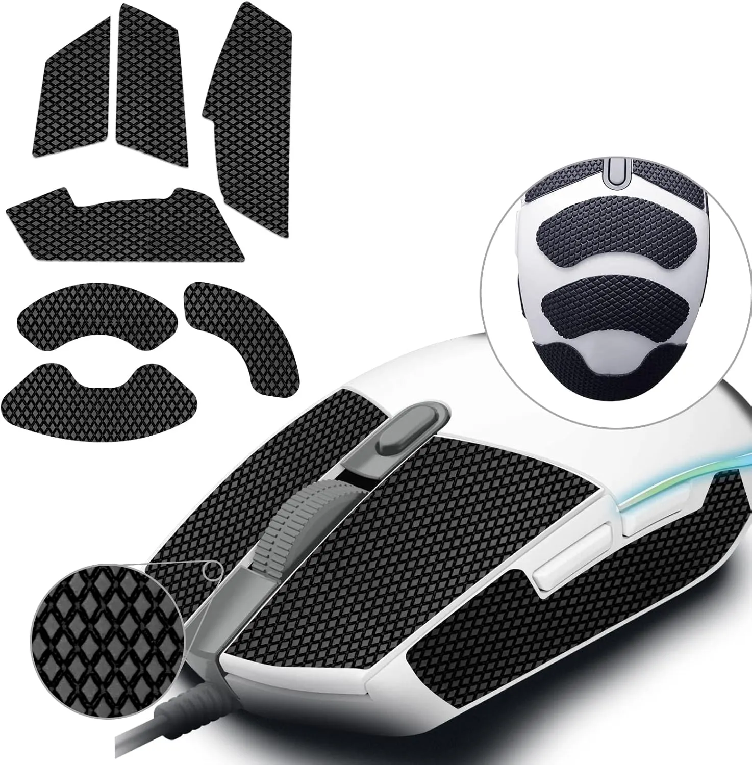 Mouse Anti Slip Grip Tape Compatible with Logitech G102 / G203 / G304 / G305 / G Pro Wired Gaming Mouse, Palm Sweat Absorption, Thin 0.5mm, Cut to Fit, Easy to Apply, Mouse Skin