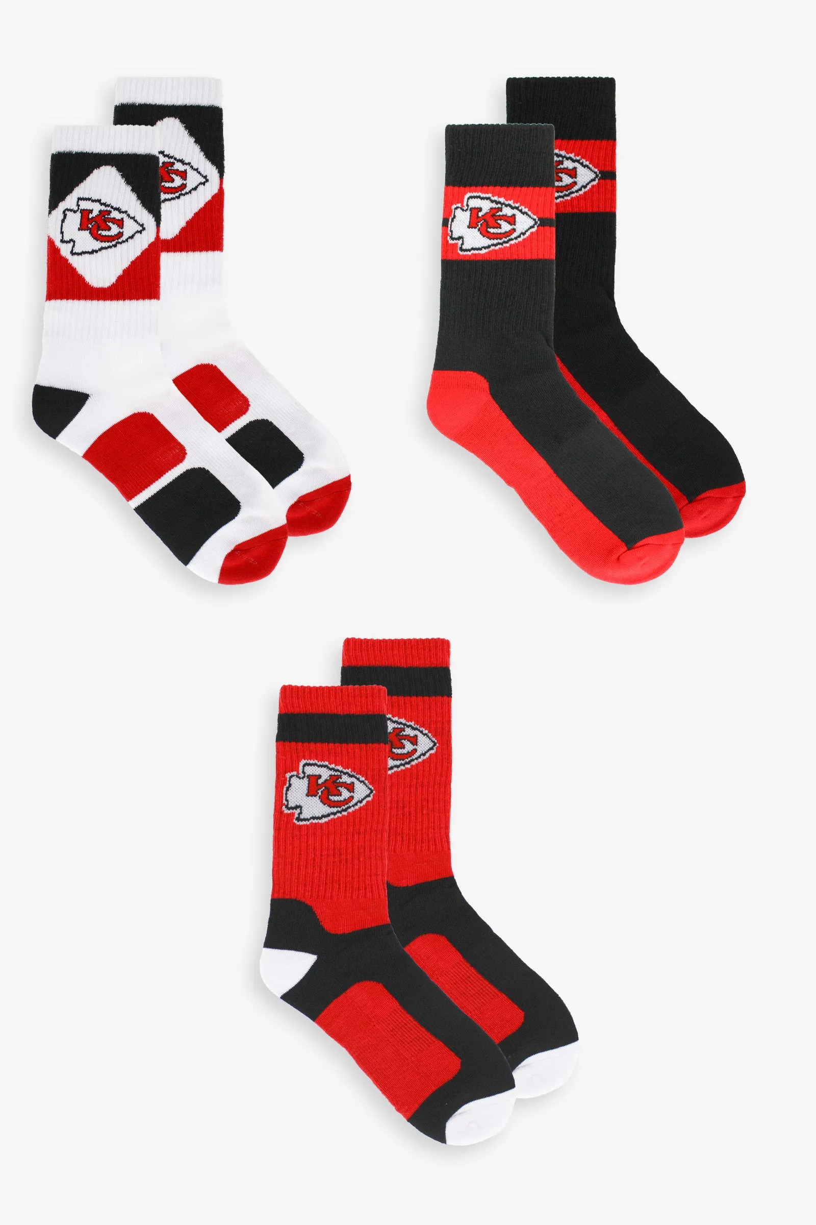 NFL Men's 3-Pack Sport Crew Fan Socks