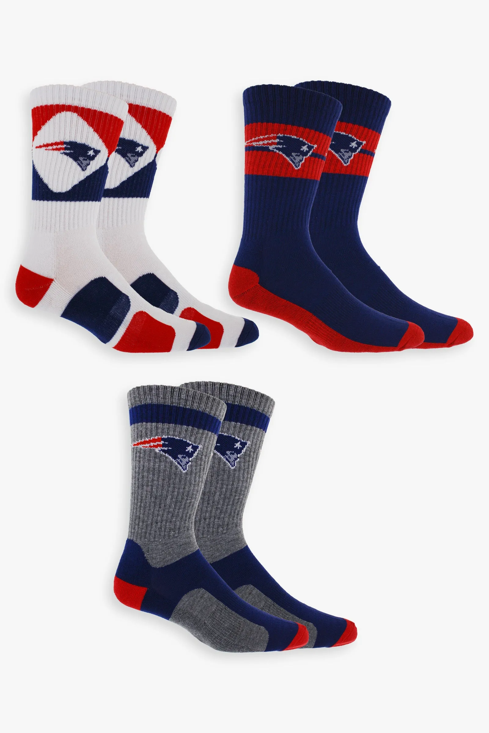 NFL Men's 3-Pack Sport Crew Fan Socks