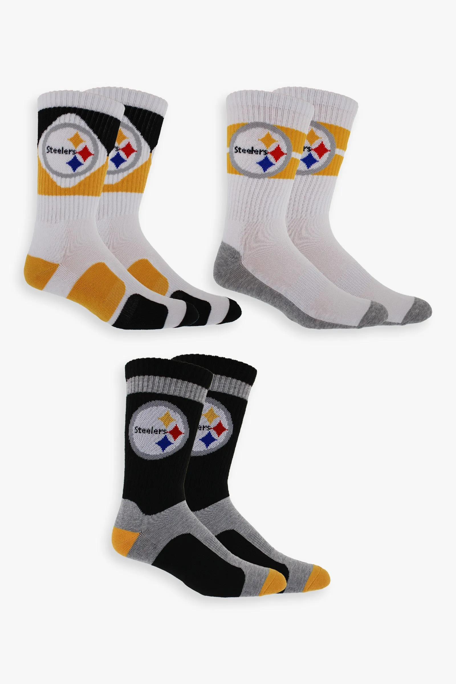 NFL Men's 3-Pack Sport Crew Fan Socks