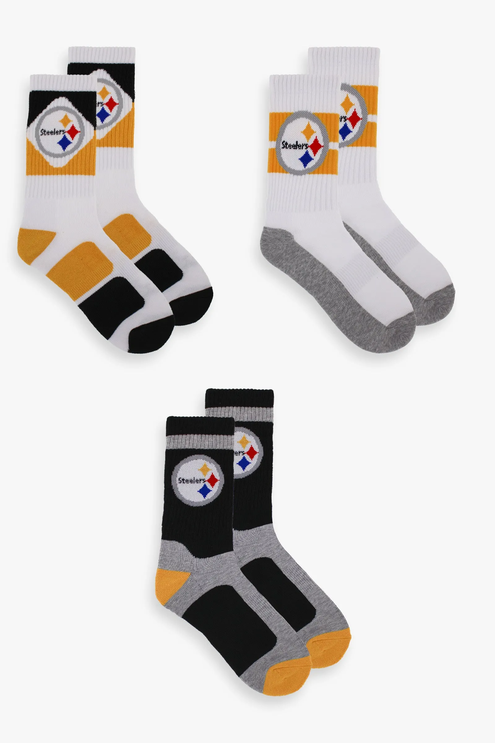 NFL Men's 3-Pack Sport Crew Fan Socks