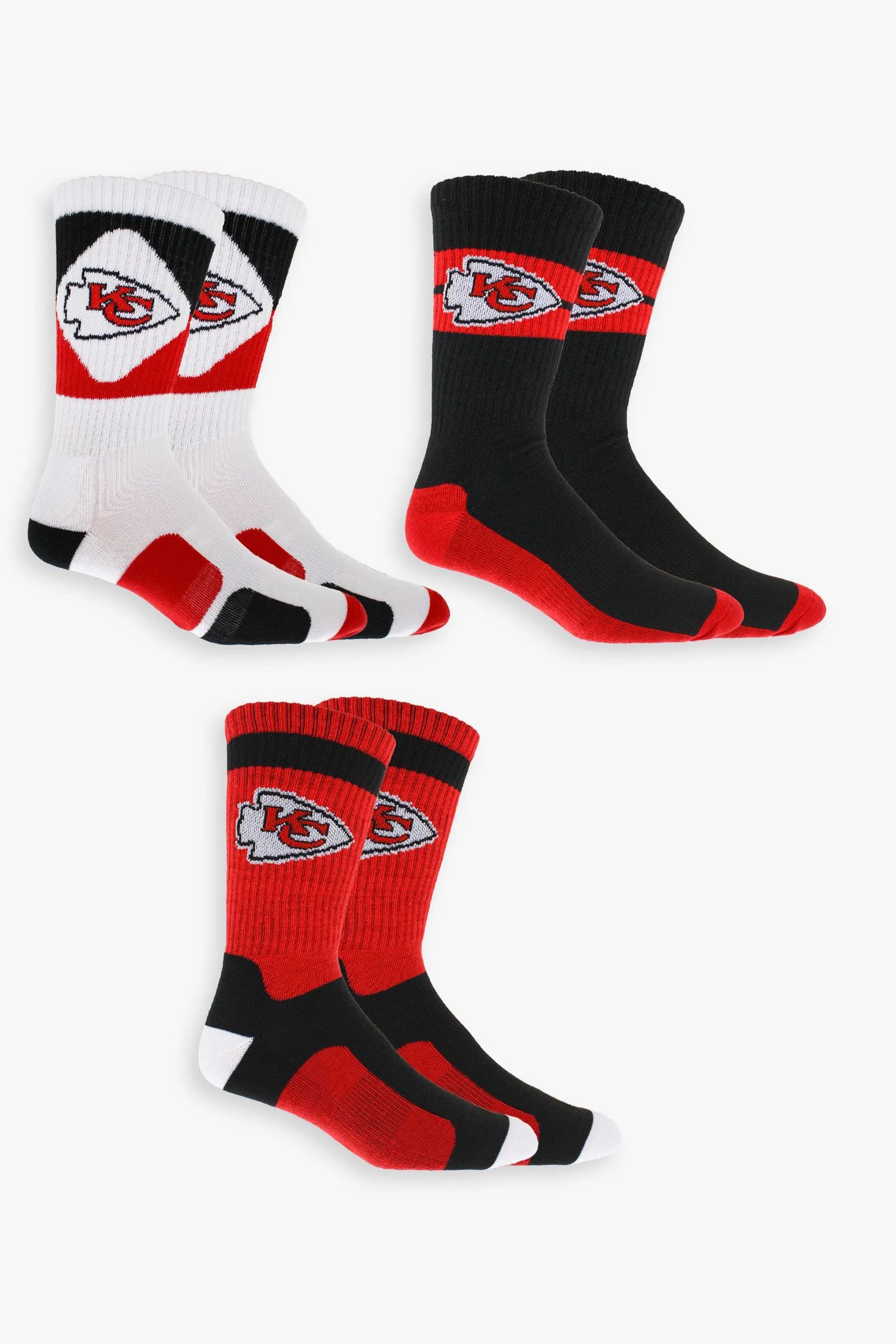 NFL Men's 3-Pack Sport Crew Fan Socks