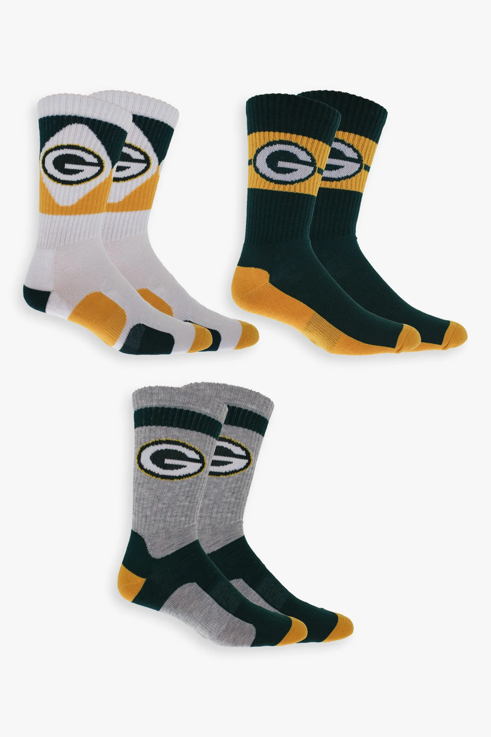 NFL Men's 3-Pack Sport Crew Fan Socks
