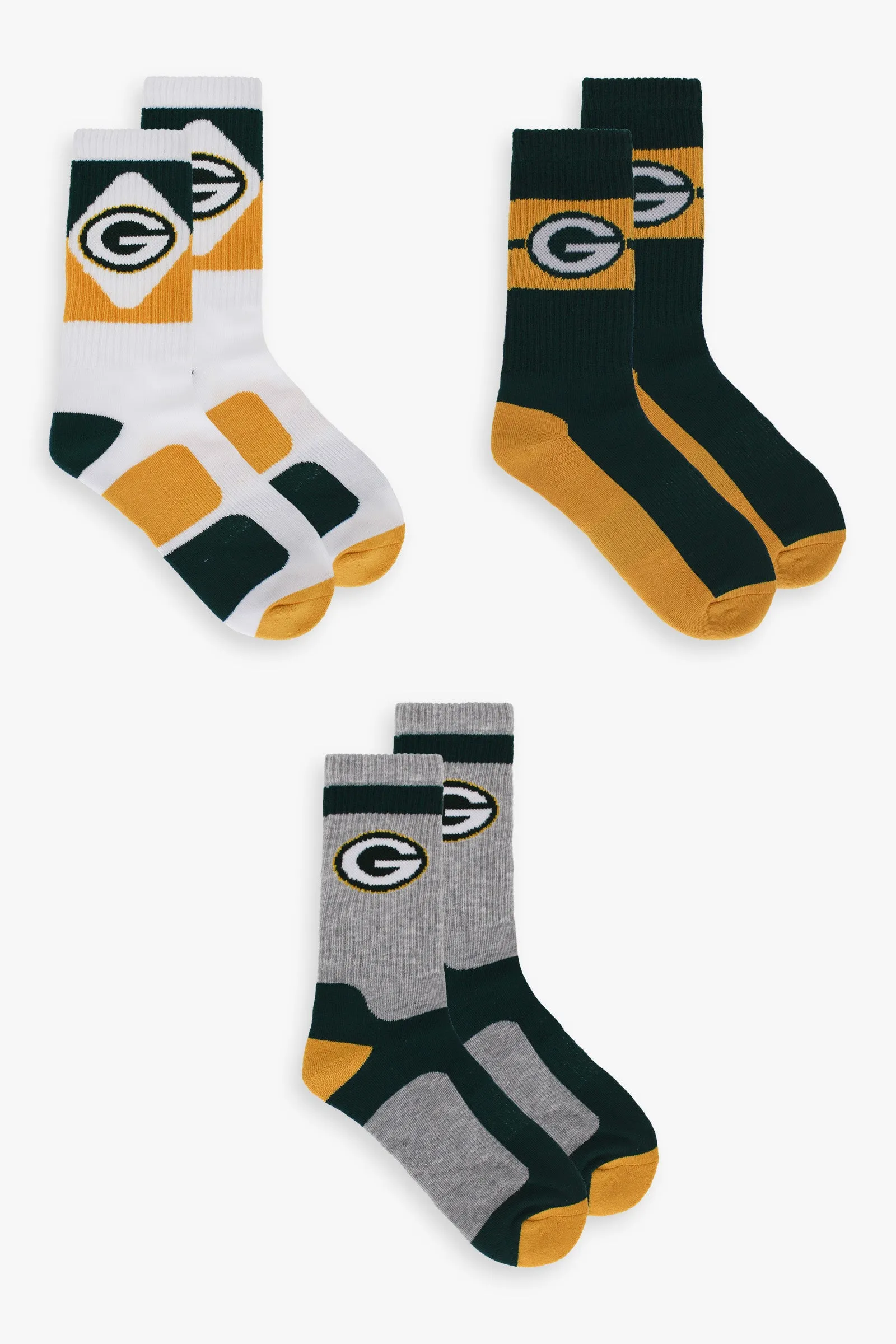NFL Men's 3-Pack Sport Crew Fan Socks