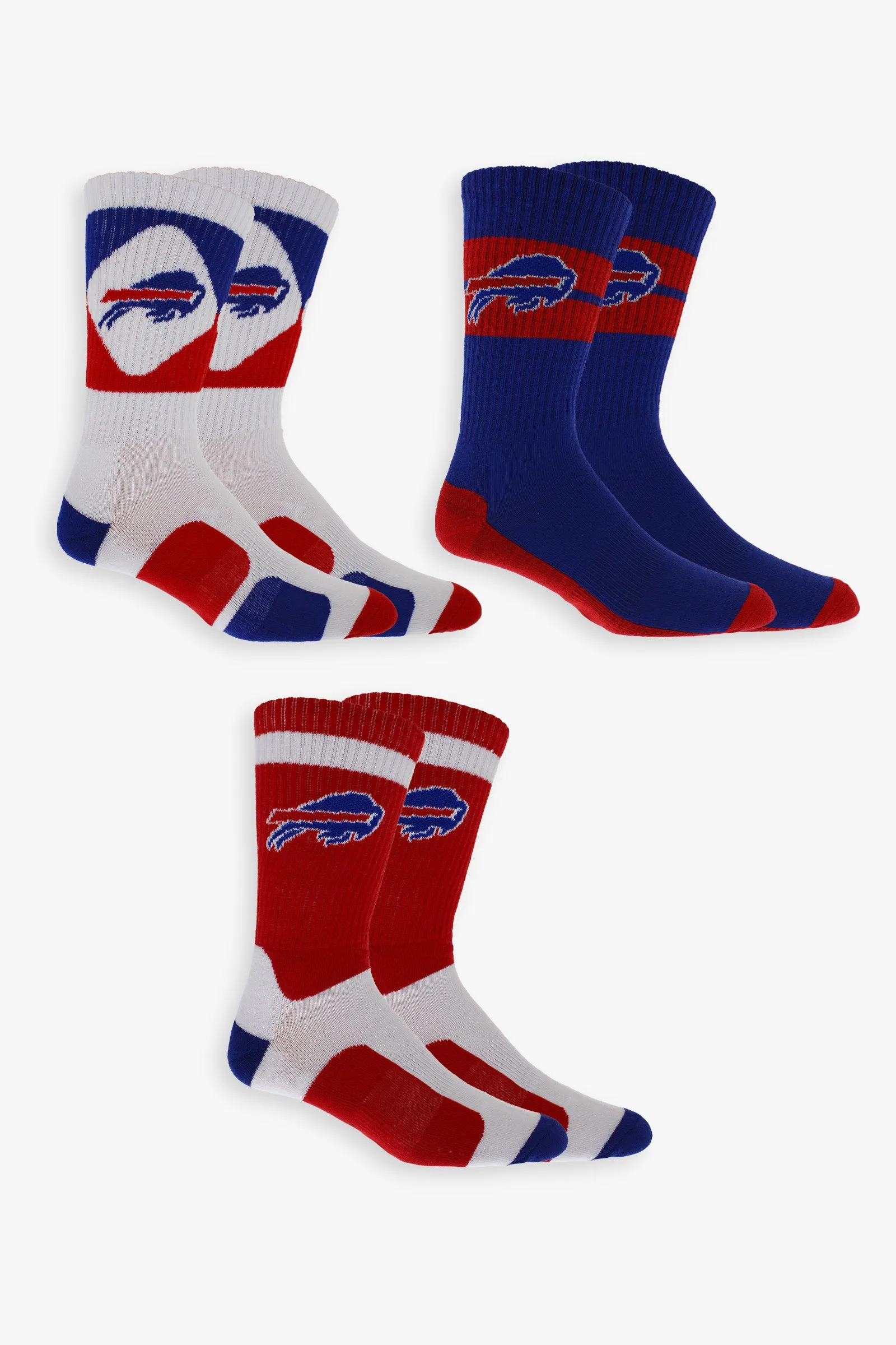 NFL Men's 3-Pack Sport Crew Fan Socks