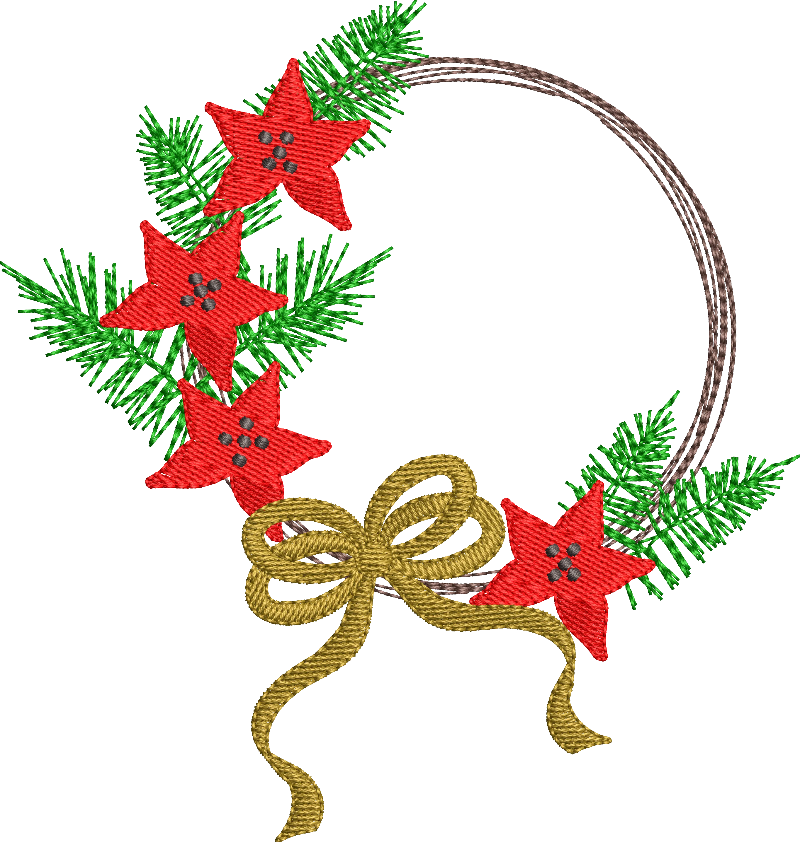Poinsettia Wreath Monogram Frame Machine Embroidery Design