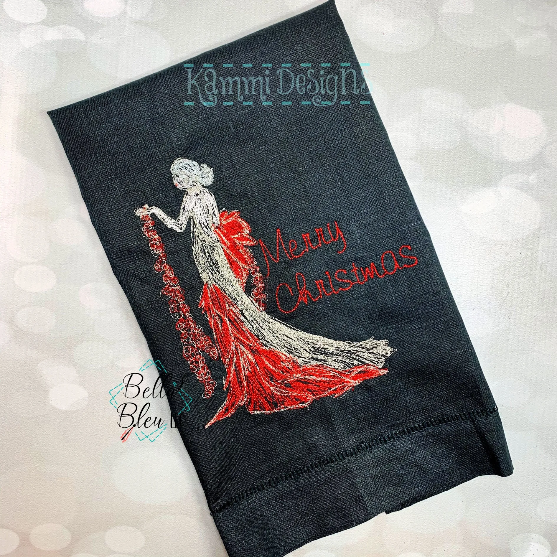 Retro Christmas Poinsettia Lady Scribble